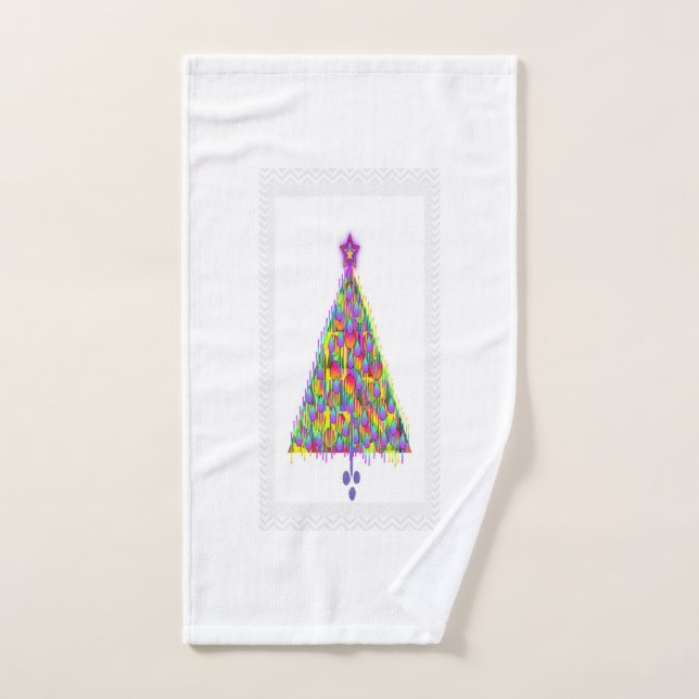 CHRISTMAS TREE WITH PURPLE STAR HAND TOWEL (Hand Towel)
