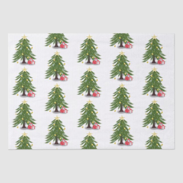 Christmas tree with Red present   Tissue Paper (Front)