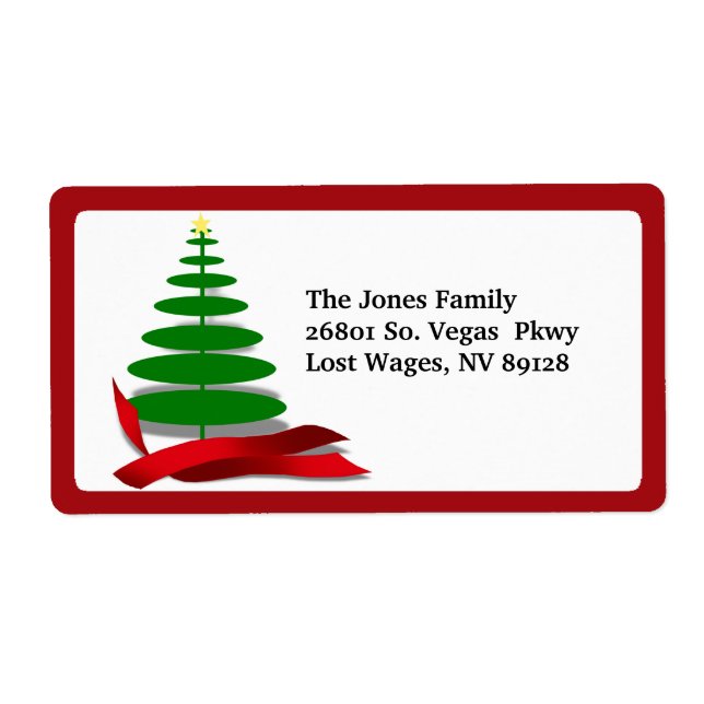 Christmas Tree with Red Ribbon (Front)