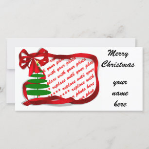 Christmas Tree with Red Ribbon Holiday Card