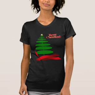 Christmas Tree with Red Ribbon T-Shirt