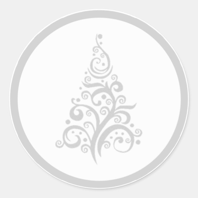 Christmas tree with silver grey swirls sticker (Front)