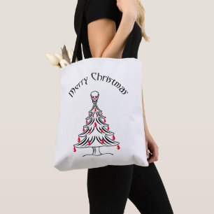 Christmas tree with skull tote bag