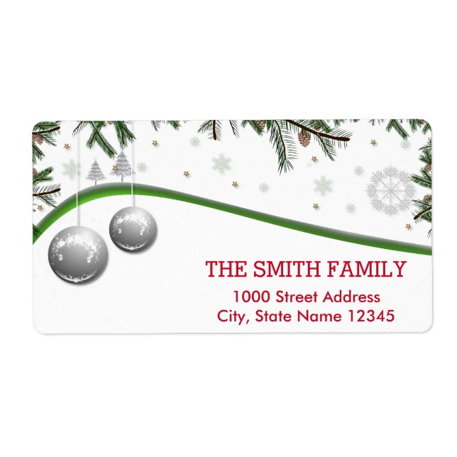 Christmas Tree with Snow Background Label (Front)