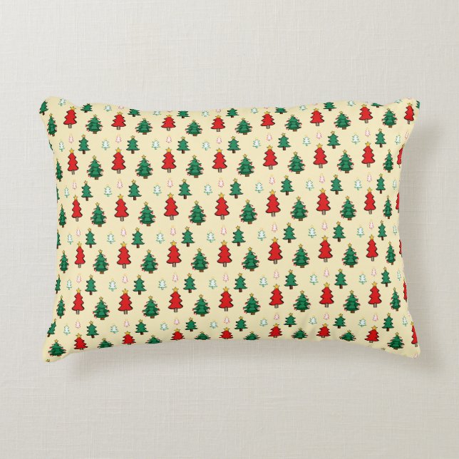 Christmas tree with star topper seamless pattern accent pillow (Front)