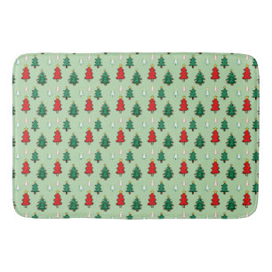 Christmas tree with star topper seamless pattern bath mat