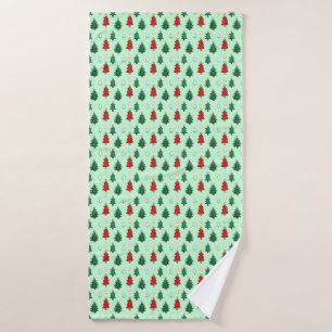 Christmas tree with star topper seamless pattern bath towel