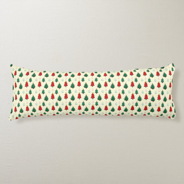 Christmas tree with star topper seamless pattern body pillow (Front)