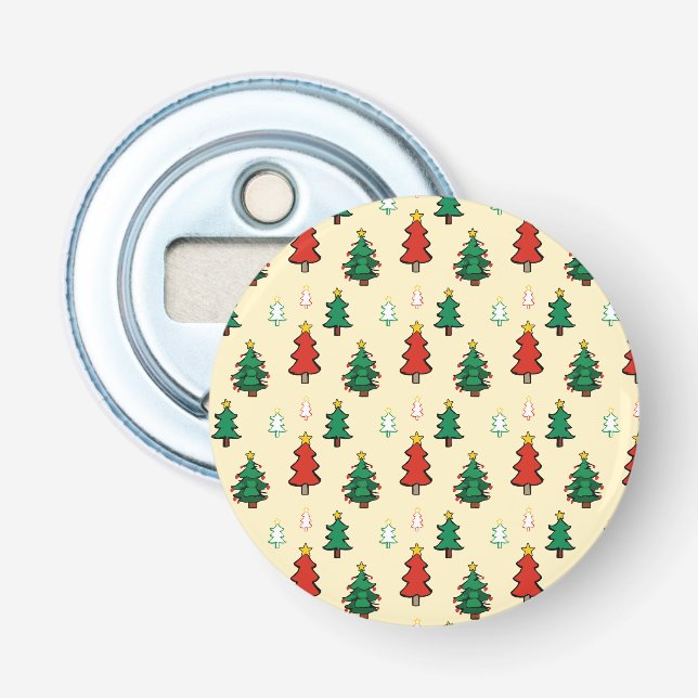 Christmas tree with star topper seamless pattern bottle opener (Front)