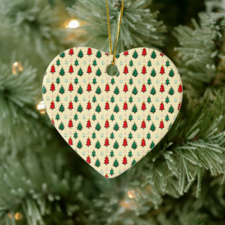 Christmas tree with star topper seamless pattern ceramic ornament