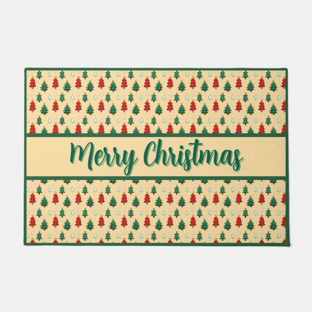 Christmas tree with star topper seamless pattern doormat (Front)