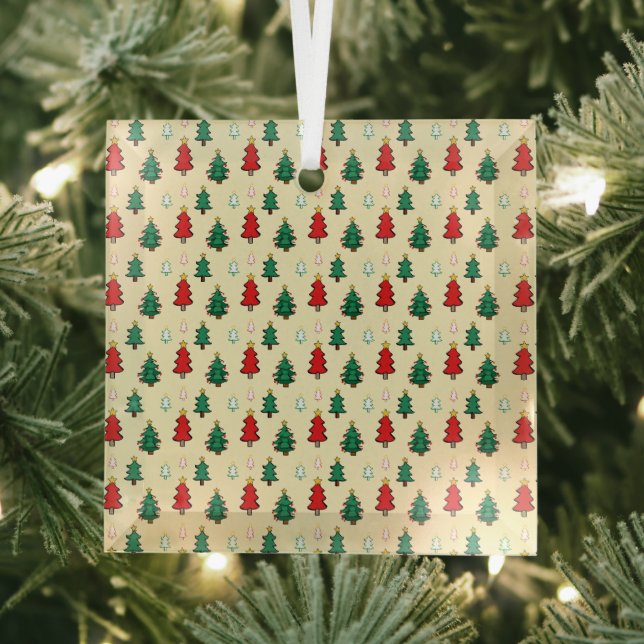 Christmas tree with star topper seamless pattern glass ornament (Insitu)