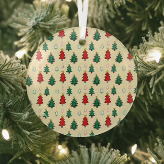Christmas tree with star topper seamless pattern glass ornament