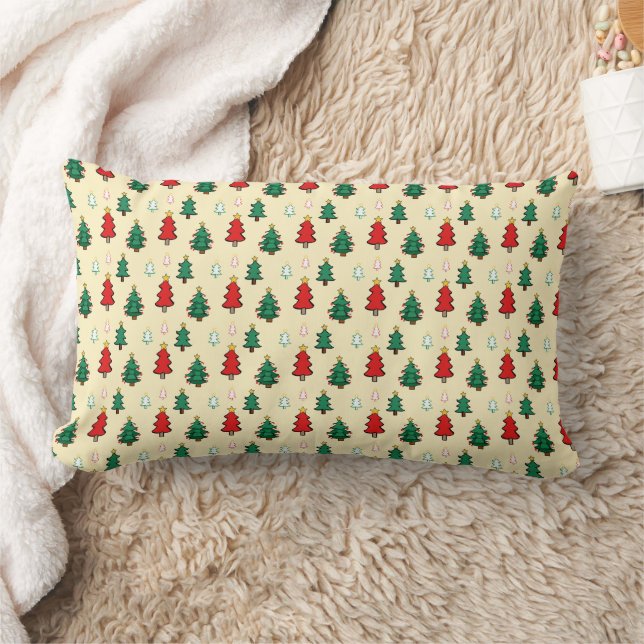 Christmas tree with star topper seamless pattern lumbar pillow (Blanket)