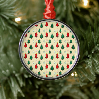 Christmas tree with star topper seamless pattern metal ornament