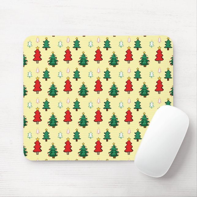 Christmas tree with star topper seamless pattern mouse pad (With Mouse)