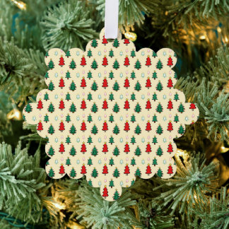 Christmas tree with star topper seamless pattern ornament card