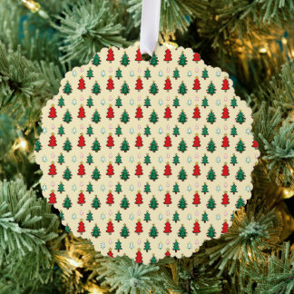 Christmas tree with star topper seamless pattern ornament card