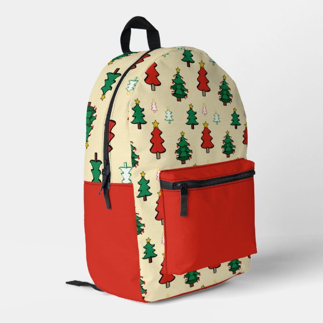 Christmas tree with star topper seamless pattern printed backpack (Back Corner Left)