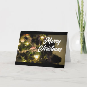 Christmas Tree with Starburst White Lights Holiday Card