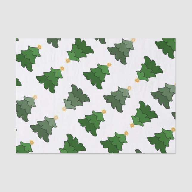 Christmas Tree with Stars on Custom White Tissue Paper (Front)