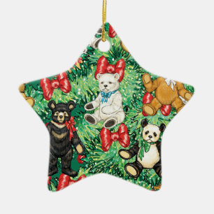 Christmas Tree with Teddy Bear Ornaments