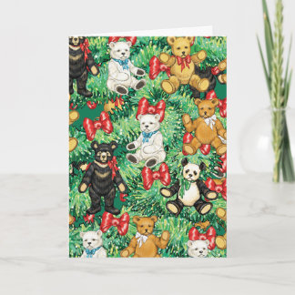 Christmas Tree with Teddy Bear Ornaments Holiday Card