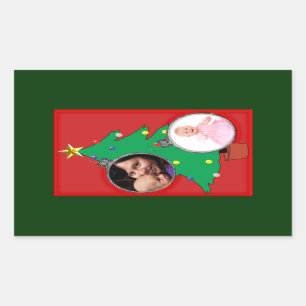 Christmas Tree with Two Ornament Photo Frames Sticker