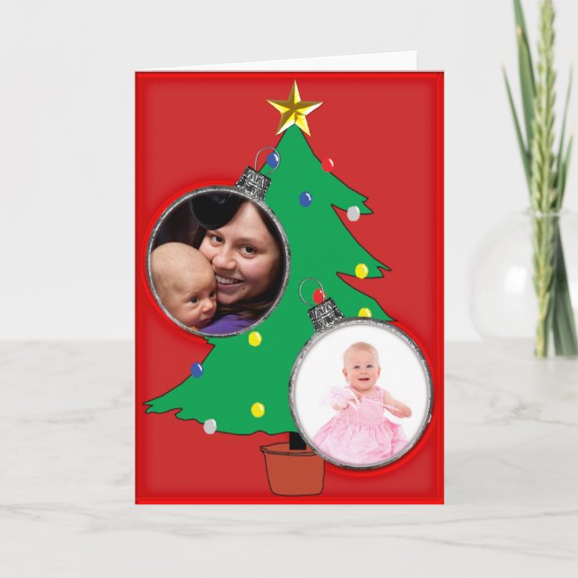 Christmas Tree with Your Photos Holiday Card (Front)
