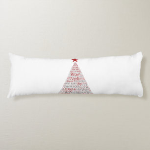 Christmas Tree Word Art with Red Star Body Pillow