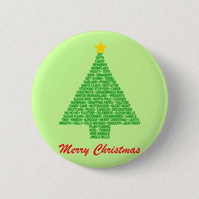 Christmas Tree Words 2 Inch Round Button (Front)
