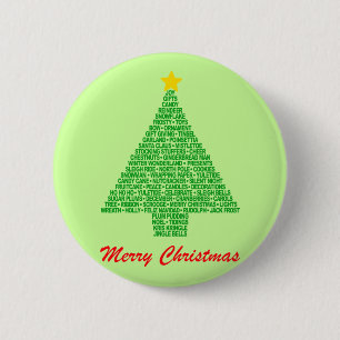 Christmas Tree Words 2 Inch Round Button