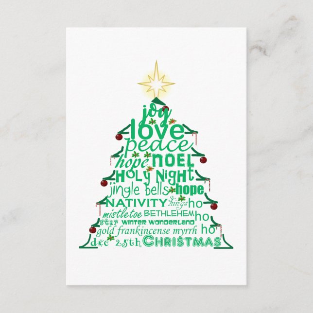Christmas Tree Words Enclosure Card (Front)