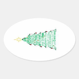 Christmas Tree Words Oval Sticker