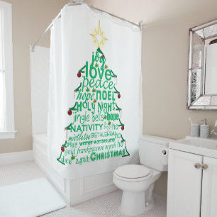Christmas Tree words Shower Curtain