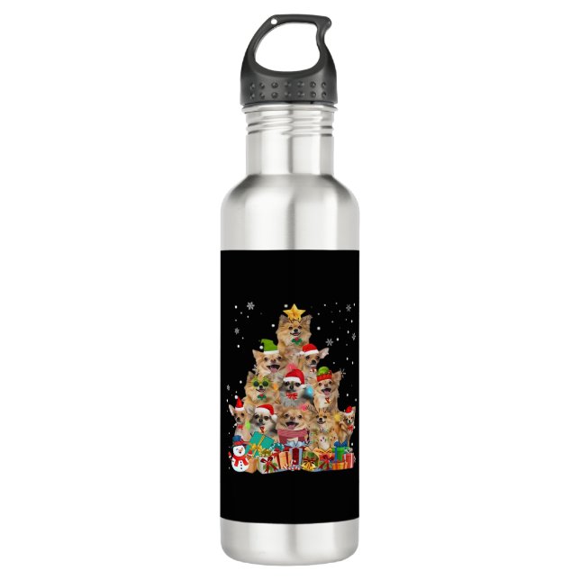 Christmas Tree Xmas Lights Chihuahua Classic T-Shi 710 Ml Water Bottle (Front)