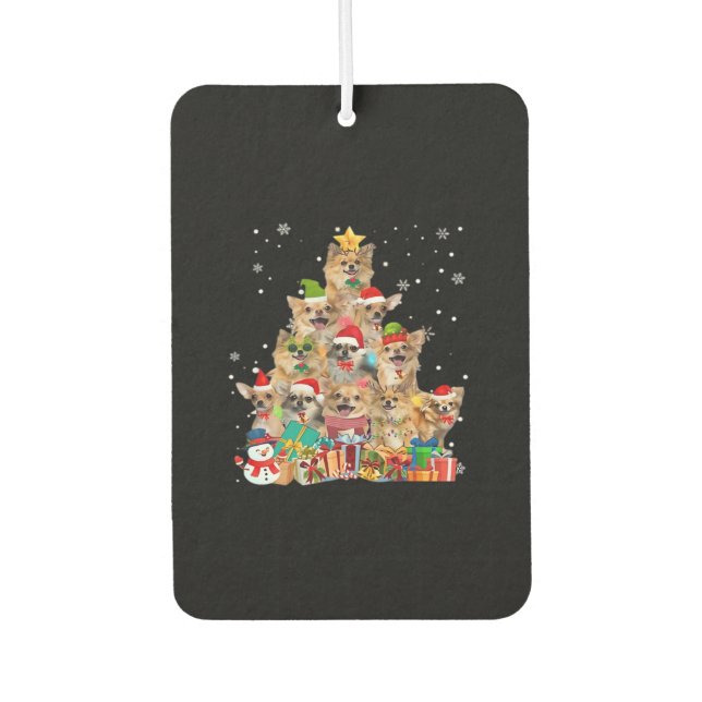 Christmas Tree Xmas Lights Chihuahua Classic T-Shi Air Freshener (Front)