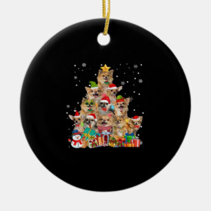 Christmas Tree Xmas Lights Chihuahua Classic T-Shi Ceramic Ornament