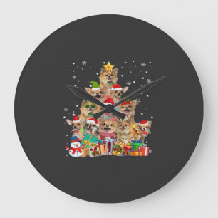 Christmas Tree Xmas Lights Chihuahua Classic T-Shi Large Clock