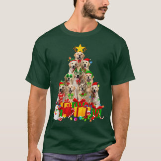 Christmas Tree Xmas Lights Golden Retriever Dog Pu T-Shirt