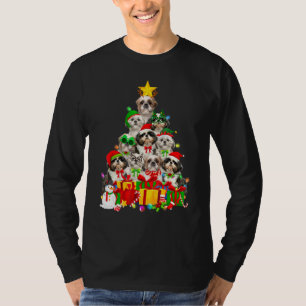 Christmas Tree Xmas Lights Shih Tzu Dog Puppy Dog T-Shirt