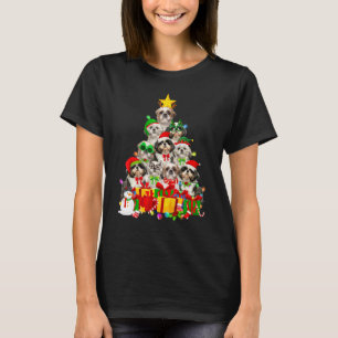 Christmas Tree Xmas Lights Shih Tzu Dog Puppy Dog T-Shirt