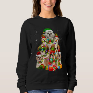 Christmas Tree Xmas Lights Shih Tzu Dog Puppy Sweatshirt
