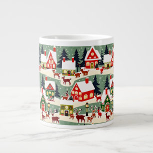 Christmas tree Xmas village snowing pic Large Coffee Mug