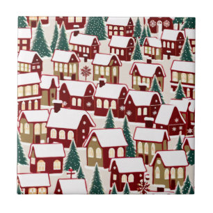Christmas tree Xmas village snowing pic  Tile
