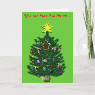 Christmas Tree Yellow Star Gingerbread Man Holiday Card