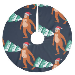 christmas tree yeti sasquatch bigfoot brushed polyester tree skirt