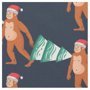 christmas tree yeti sasquatch bigfoot fabric
