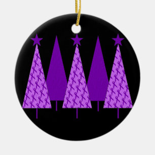 Christmas Trees - Alzheimers Purple Ribbon Ceramic Ornament
