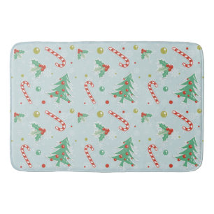 Christmas Trees And Candy Canes Bath Mat